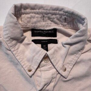Banana Republic Men's Medium Slim Fit Corduroy Shirt in Cream/Beige